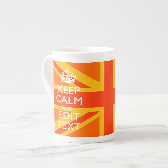 Orange Union Jack British Flagga Swag Benporslin Mugg (Framsida vänster)