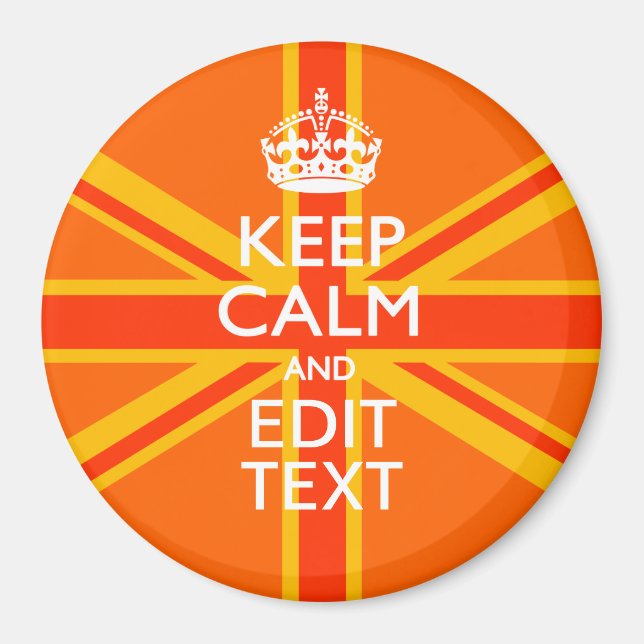 Orange Union Jack British Flagga Swag Magnet (Framsidan)