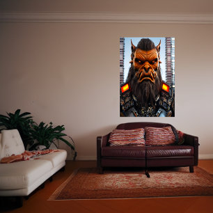 Orange utomjording i staden AI Art Poster