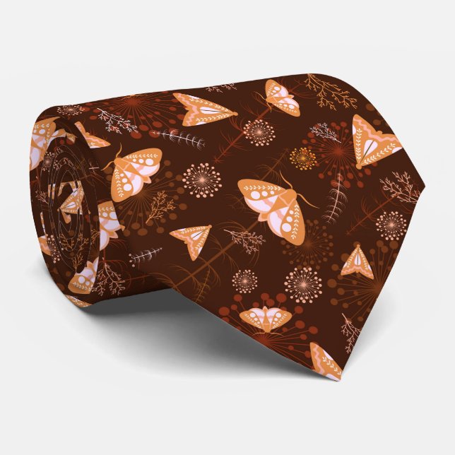 orange vacker fjärilmönster slips (Rullad)