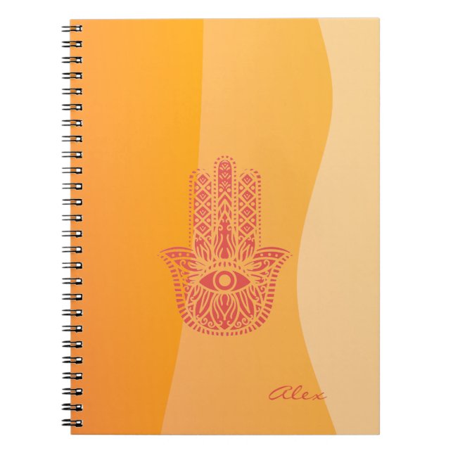 Orange Vågar Simple Red Hamsa Personlig Anteckningsbok (Framsidan)