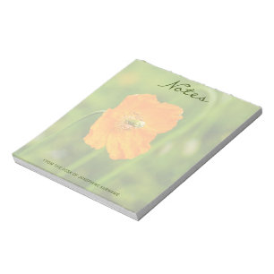 Orange Vallmo Äkta Natur Blomma Foto Anpassat Namn Anteckningsblock