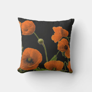 Orange Vallmo Blomma Färgrik Blommig Abstrakt Svar Kudde