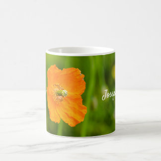 Orange Vallmo Blomma Natur Foto Och Anpassat Namn Kaffemugg
