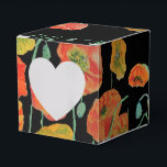Orange Vallmo  Blommig Bröllopstårta Förmånslåda Presentaskar<br><div class="desc">Orange Vallmo på svart Blommor Bröllopstårta Förmånslådor. Designad utifrån en av mina akvarellmålningar.</div>
