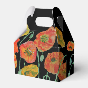 Orange Vallmo Blommig Bröllopstårta Förmånslåda Presentaskar