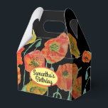 Orange Vallmo  Blommig Bröllopstårta Förpackningsl Presentaskar<br><div class="desc">Orange Vallmo på svarta Blommiga blommor Bröllopstårta Förpackningslådor,  med Fullständigt Anpassningsbart Namn. Designad utifrån en av mina akvarellmålningar.</div>