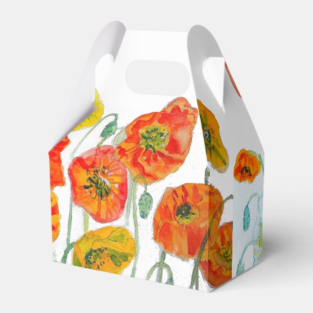 Orange Vallmo Bröllopstårta Förmånslåda Blomma Blo Presentaskar (Framsidan Sidan)