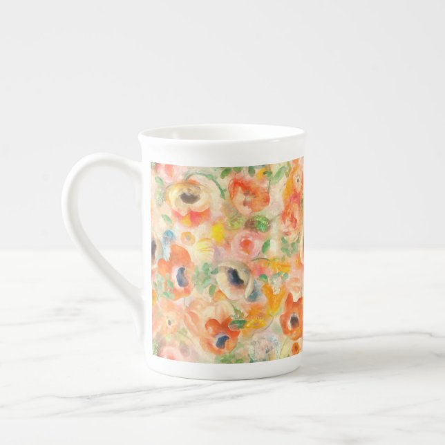Orange Vår blommor Benporslin Mugg (Vänster)