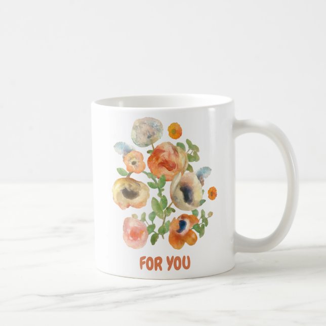 Orange Vår blommor Bouquet åt dig Kaffemugg (Höger)
