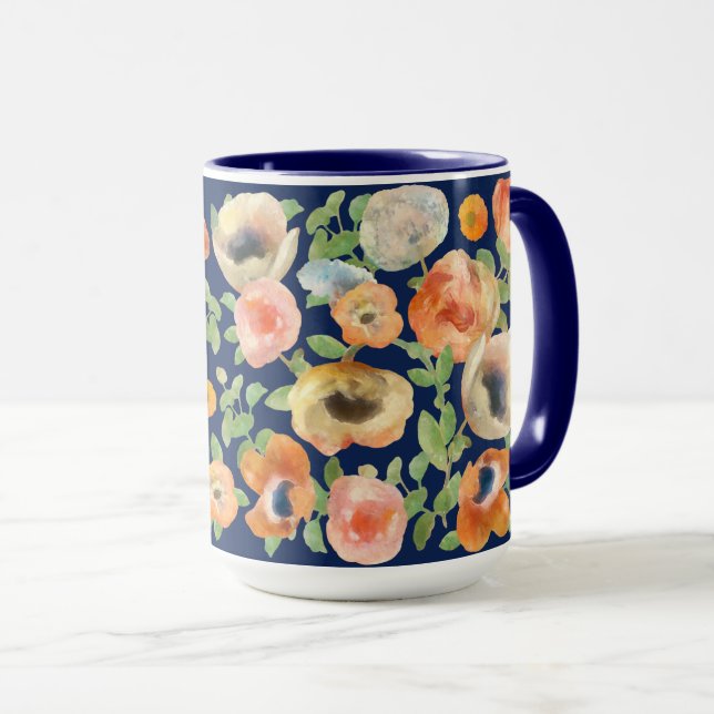 Orange Vår blommor Mugg (Framsida höger)