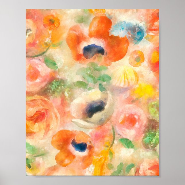 Orange Vår blommor Poster (Framsidan)