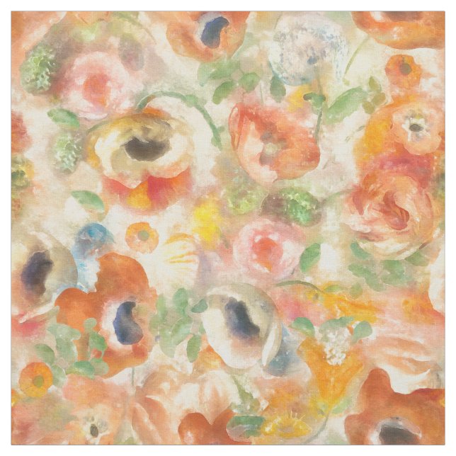 Orange Vår blommor Tyg (Provkarta)