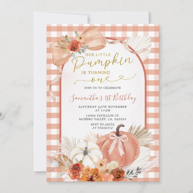 Orange Vår lilla knumpkin vrider en dag Inbjudningar (Framsida)