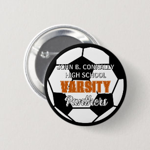 Orange Varsity Fotboll Anpassad Högstadieanda Knapp