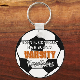 Orange Varsity Fotboll Anpassad Högstadieskola Nyckelring