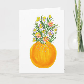 Orange Vas och Blommor Kort