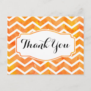Orange Vatercolor Chevron Tack Postcard Vykort