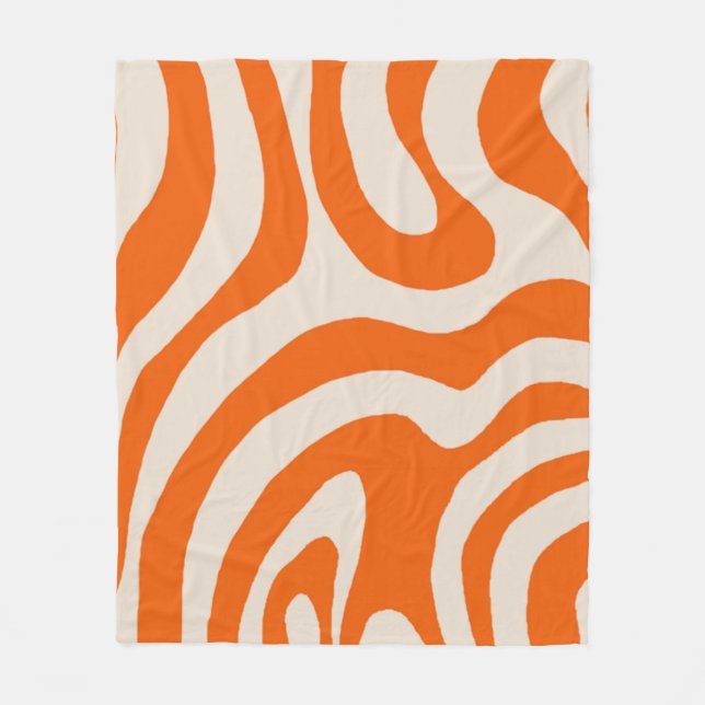 Orange Vätskeflöde Groovy Rand Y2K Mönster Fleecefilt (Framsidan)