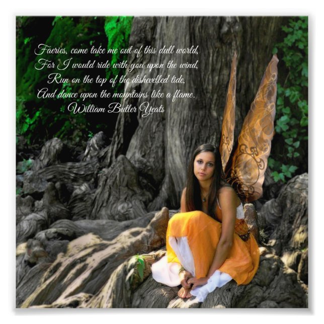 Orange Vatten Fairy William Butler Yeats Quote Fototryck (Framsidan)