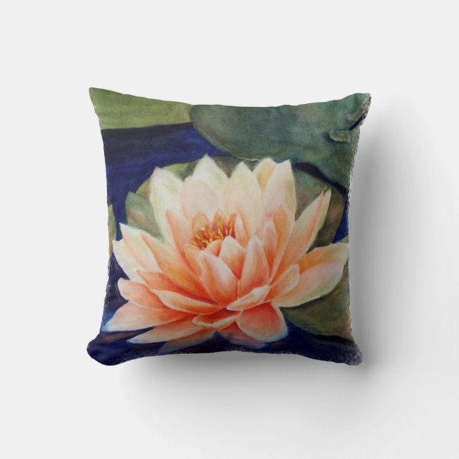 ORANGE VATTEN LILY PILLOW KUDDE (Framsida)