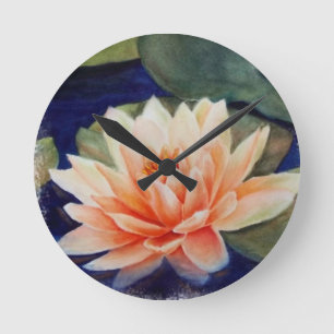 ORANGE VATTEN LILY WALL CLOCK RUND KLOCKA