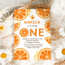 Orange Vattenfärg Citrus Baby Första födelsedag Inbjudningar