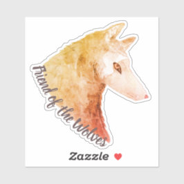 Orange Vattenfärg Djurens Varg Vargarnas vän Klistermärken