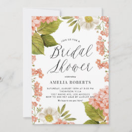 Orange Vattenfärg Hydrangea Blommigt Möhippa Inbjudningar