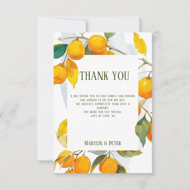 Orange vattenfärg tema Ljus färger Tack Kort (Framsida)