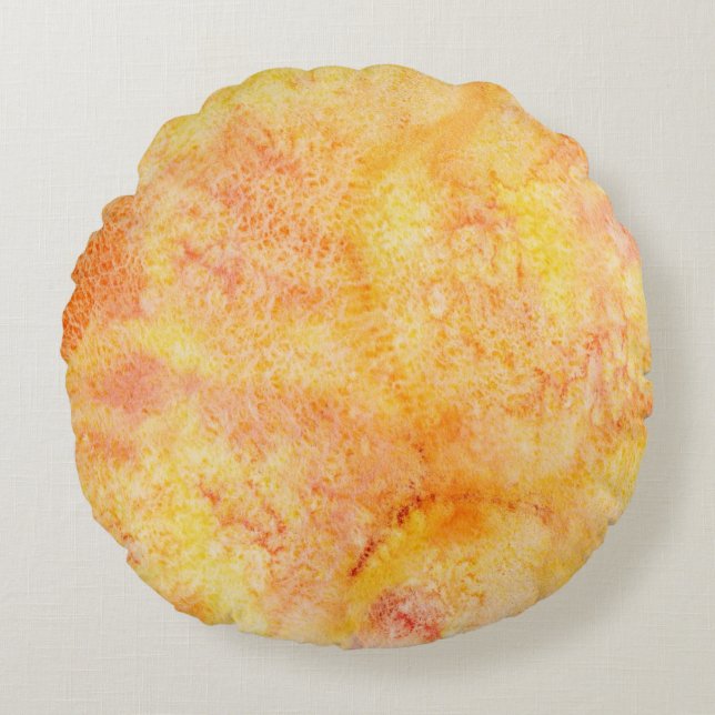 Orange vattenfärgbakgrund rund kudde (Framsidan)