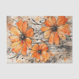 Orange Vattenfärgsavskärmning för Vår blommor