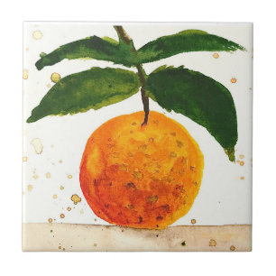 Orange, vattenfärgskök, keramiskt plattor kakelplatta