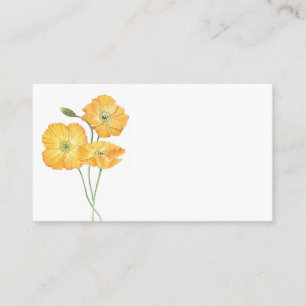 Orange Vattenfärgspopies II Blommigt Bröllop Placeringskort