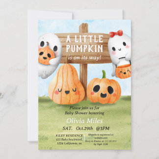 Orange Vattenfärgspumpkin Baby Shower Inbjudningar
