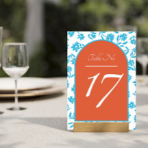 Orange Verona Sunset Blåa blommor Bröllop