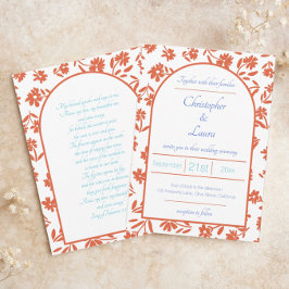 Orange Verona Sunset Flowers Bröllop Inbjudningar
