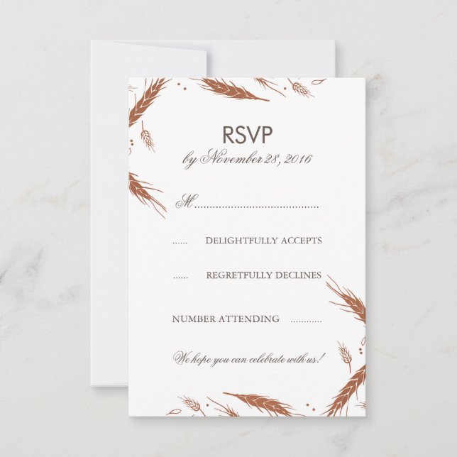 Orange Vete Höst Bröllop RSVP Inbjudningar (Framsida)