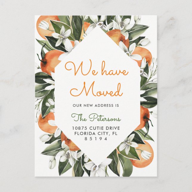 Orange Vi Har Flyttat Flyttmeddelande Postkort Meddelande Vykort (Framsida)