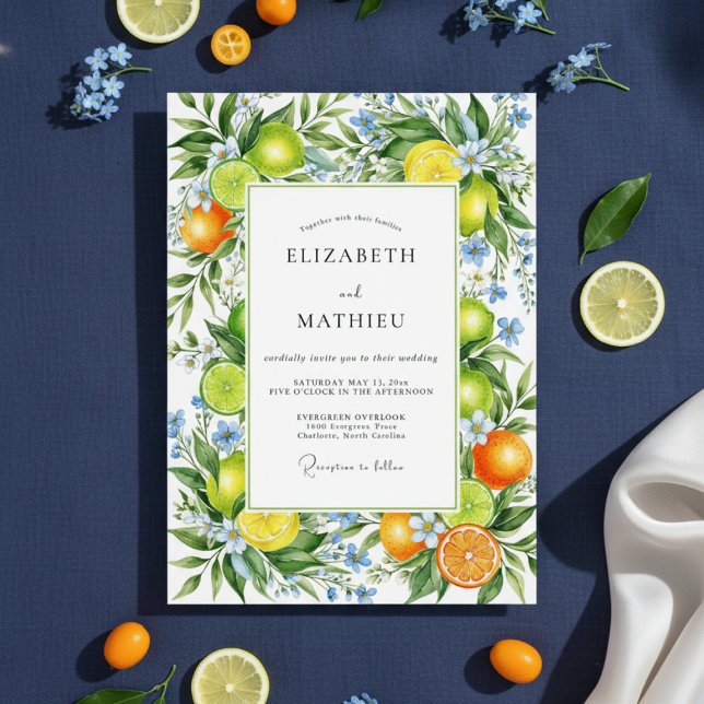 Orange Vibrant Mediterranean Wedding Inbjudningar (Skapare uppladdad)