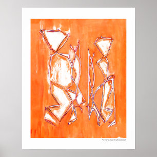 Orange Vibrant Poppar Konst Abstrakt Målning Poster