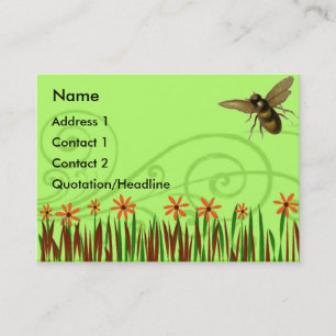 Orange Vild Flowers with Bee Visitkort
