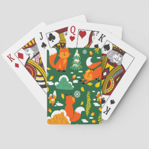 Orange Vild Vinterskog hösten Fox Casinokort