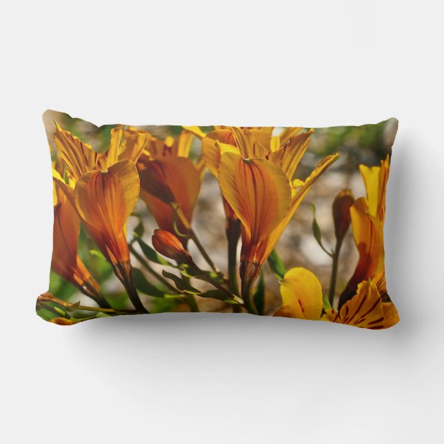 ORANGE VILDVÅR BLOMMOR LUMBARKUDDE (Framsida)