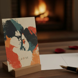 Orange Vintage Abstract Love Valentine's Day Helg Vykort