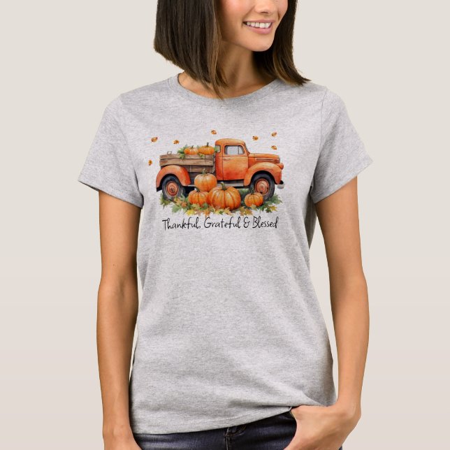 Orange vintage fallpumpa lastbil t shirt (Framsida)