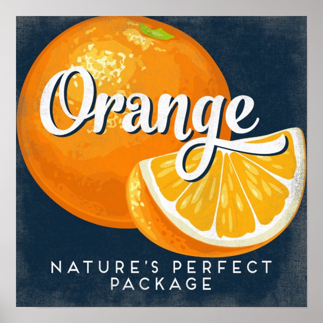 Orange Vintage Fruktetikett Poster (Framsidan)