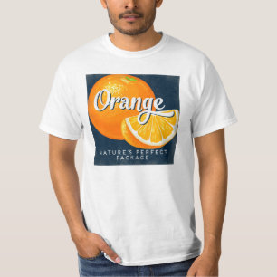 Orange Vintage Fruktetikett Retro T Shirt