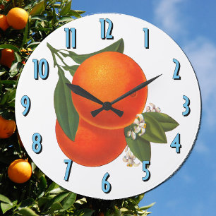 Orange Vintage Låda Art Kitchen Clock Stor Klocka