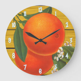 Orange Vintage Låda Art Wall Clock Stor Klocka